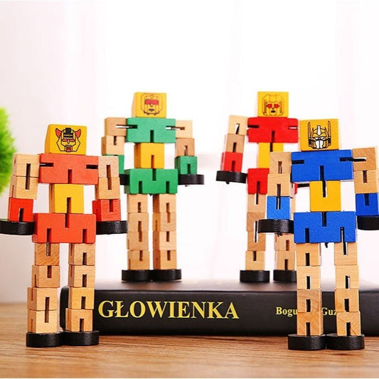 Robot en bois puzzle 3D à assembler – Jouet éducatif créatif | 4 couleurs | Enfants - 0 - LumeraKids