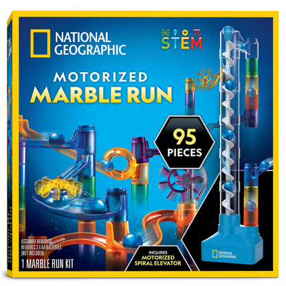 Circuit de Billes Motorisé National Geographic – Kit 95 ou 150 Pièces avec Ascenseur Spiral | Jouet STEM Physique Enfants