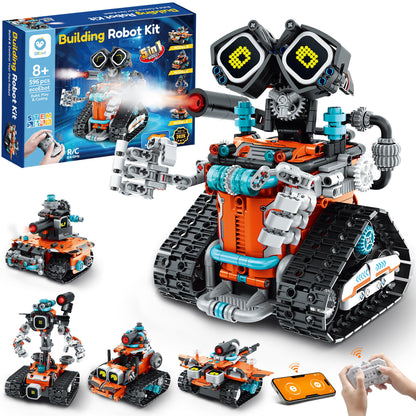 Sillbird Robot STEM 5-en-1 télécommandé – 435 pièces, LED et sons (8-14 ans) - LumeraKids