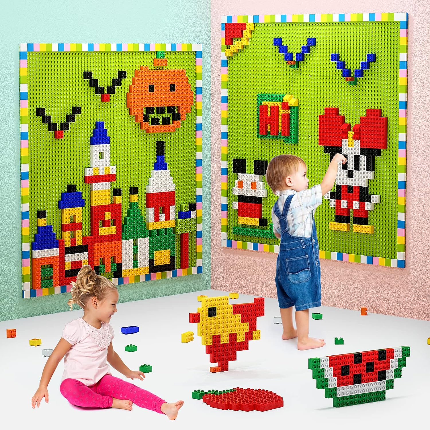 Plaques de Base Autocollantes pour Briques | Mur ou Table | Compatible grandes marques | Dès 3 ans - LumeraKids