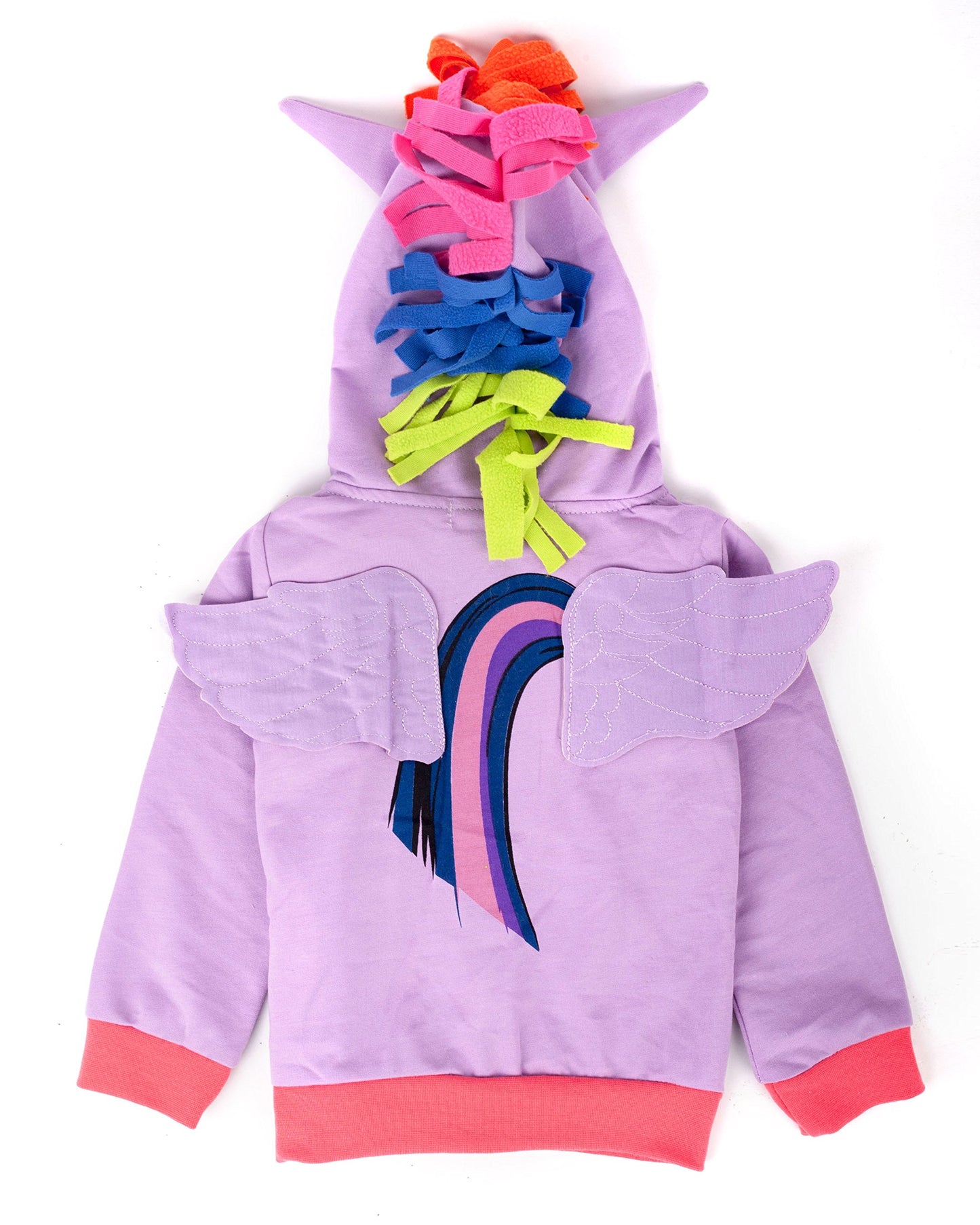 Sweat à Capuche Licorne Arc-en-Ciel pour Filles | Fermeture Éclair & Ailes 3D