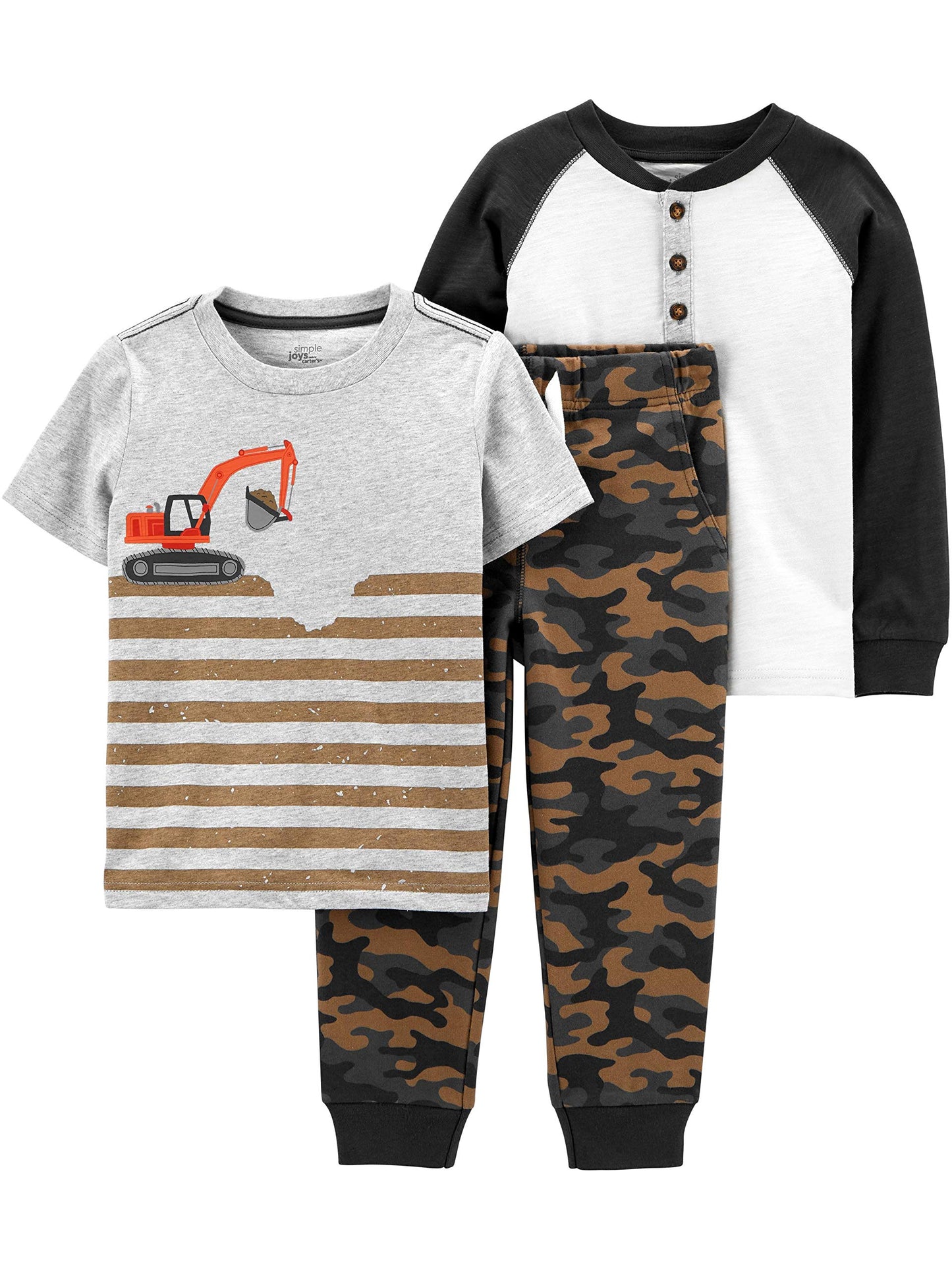 Ensemble 3 Pièces Garçon | 2 Hauts + Pantalon/Short | 100% Coton | 12 mois à 5T
