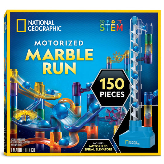 Circuit de Billes Motorisé National Geographic – Kit 95 ou 150 Pièces avec Ascenseur Spiral | Jouet STEM Physique Enfants - LumeraKids