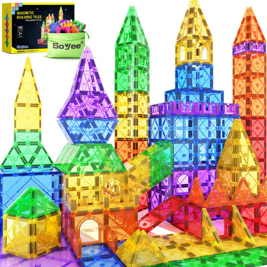 Soyee Tuiles Magnétiques STEM Montessori | Jeu de Construction 3D Enfants 3 ans+