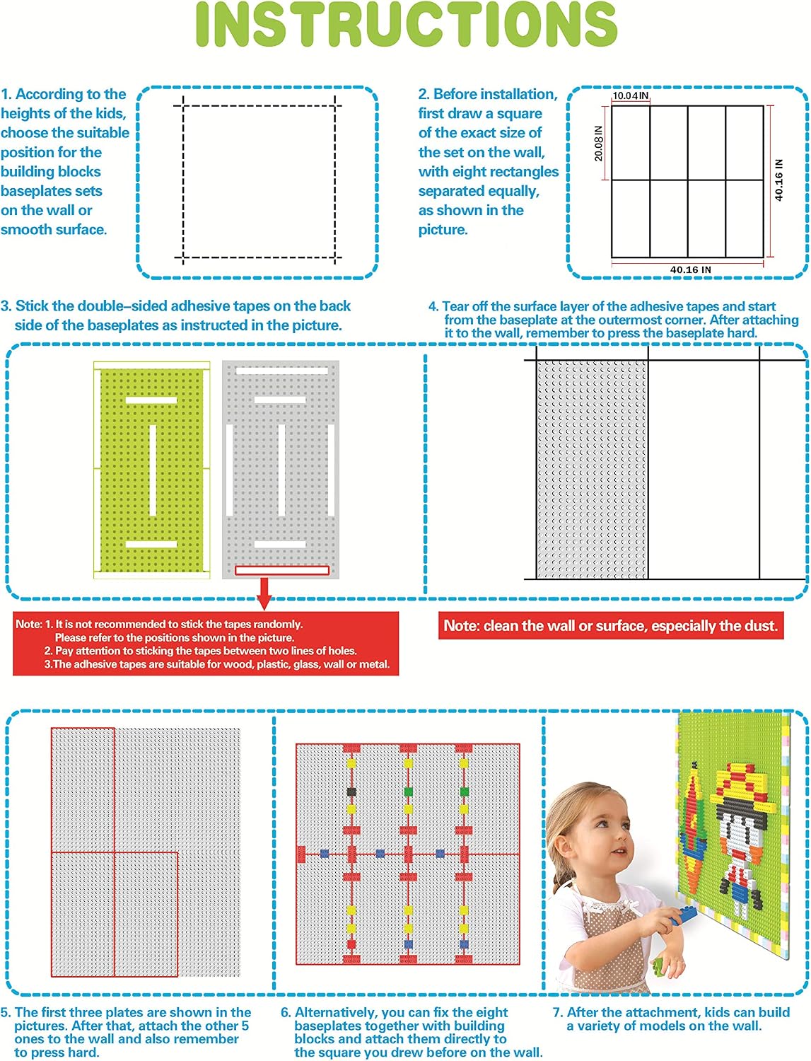 Plaques de Base Autocollantes pour Briques | Mur ou Table | Compatible grandes marques | Dès 3 ans - LumeraKids