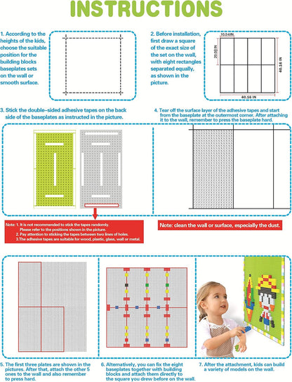 Plaques de Base Autocollantes pour Briques | Mur ou Table | Compatible grandes marques | Dès 3 ans - LumeraKids