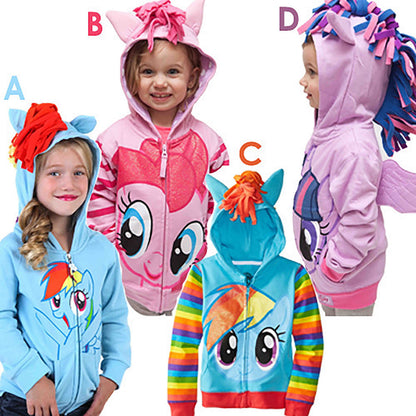 Sweat à Capuche Licorne Arc-en-Ciel pour Filles | Fermeture Éclair & Ailes 3D