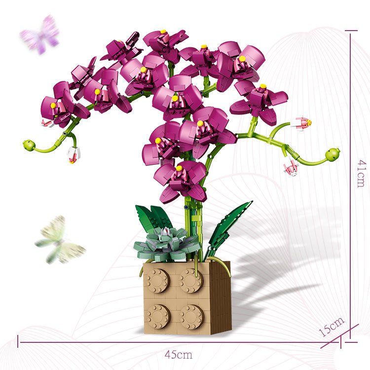 Building Blocks Phalaenopsis Potted Bonsai Bouquet Building Block Ornaments - 0 - LumeraKids