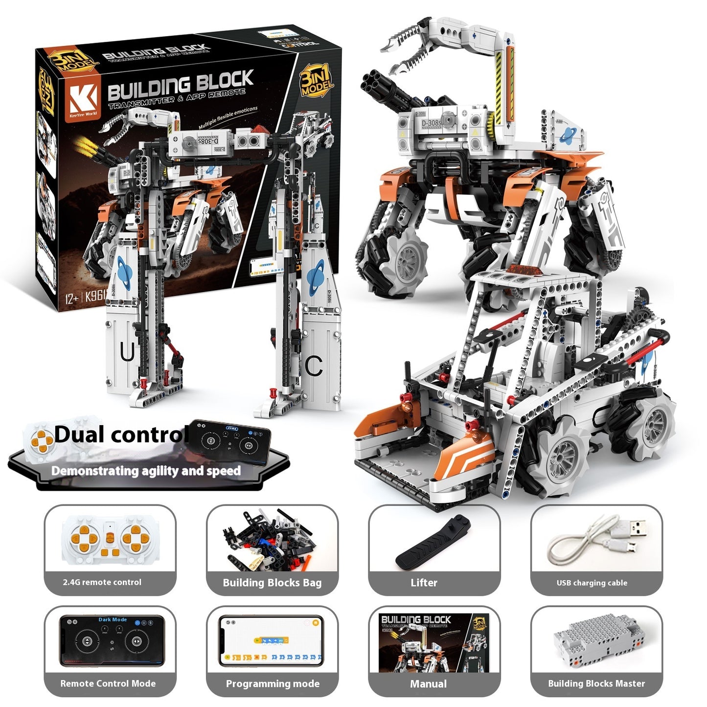 Programming Robot Electric Building Blocks Remote Control Car Toys - 0 - LumeraKids