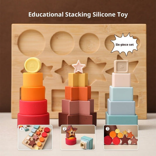 Baby Early Education 3D Silicone Puzzle Building Blocks And Stacking Board - 0 - LumeraKids